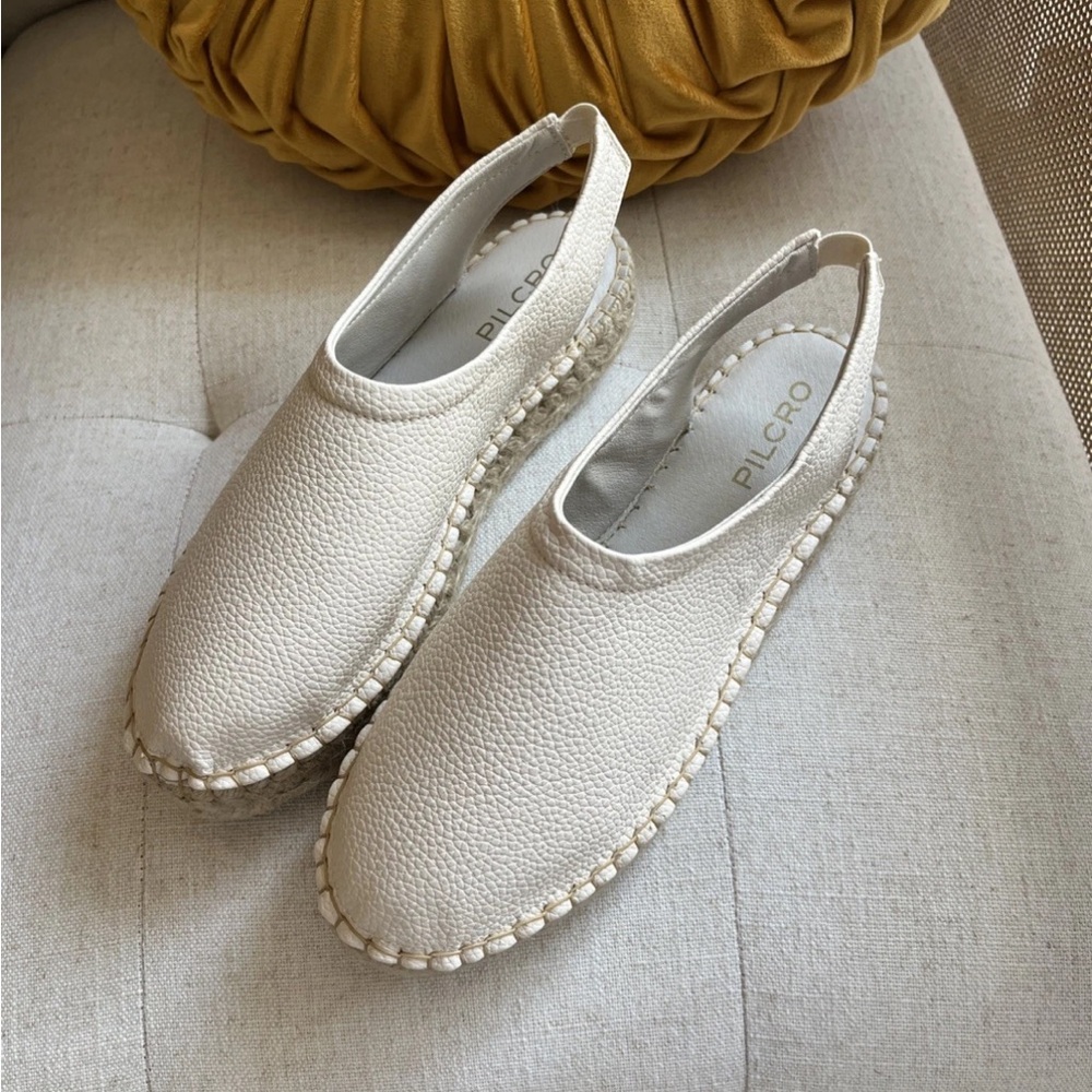 Pilcro Cream Textured Slingback Espadrille Flats